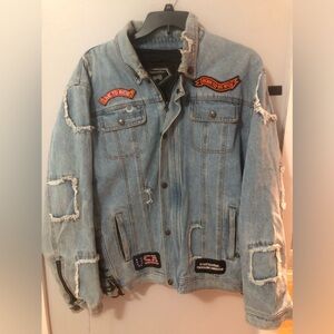 Diamond Plate Live To Ride Denim Motorcycle Jacket